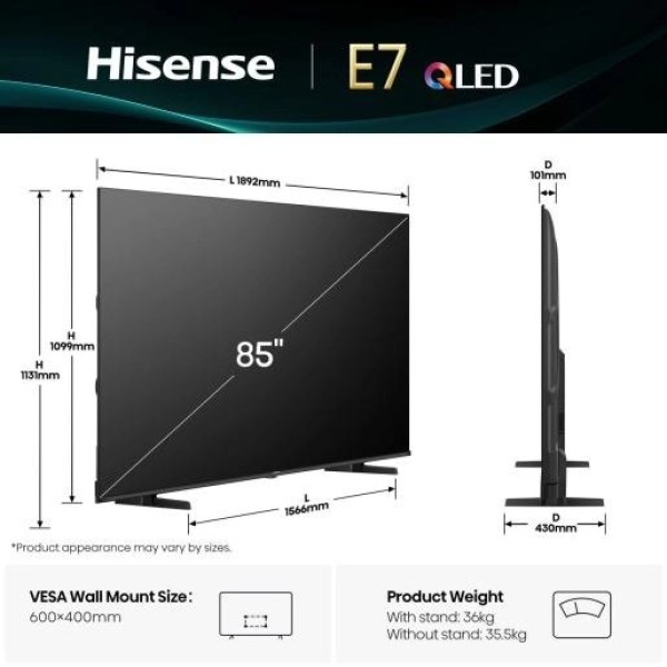 Телевізор Hisense 85E7Q 85 Телевізор Hisense 85E7Q 85