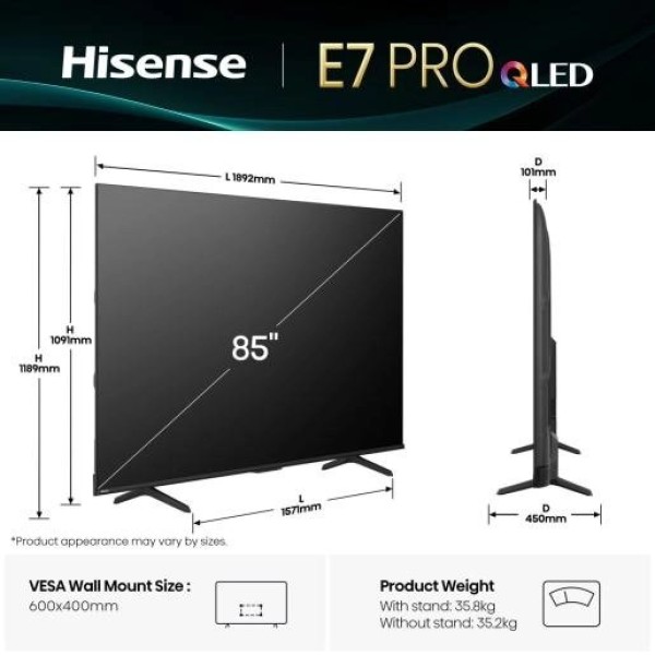 Телевізор Hisense 85E7Q PRO 85 Телевізор Hisense 85E7Q PRO 85