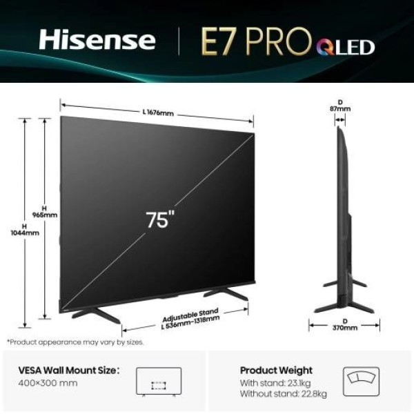 Телевізор Hisense 75E7Q PRO 75 Телевізор Hisense 75E7Q PRO 75