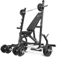 Комплект Marbo Sport MS8_2.0_113KG | Двостороння регульована лава + багаторівневі стійки (2 шт.) + комплект штанги та навантажень 113 кг