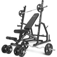 Комплект Marbo Sport  MS3_2.0_83KG | Двостороння лава + стійки зі страховкою + комплект грифів і навантажень 83 кг