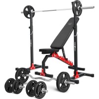 Комплект Marbo Sport MH7_110KG_KIER | Двостороння лава + регульовані стійки + комплект грифів і навантажень