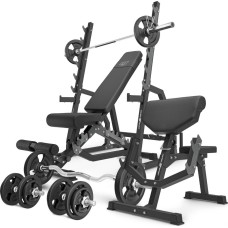 Комплект Marbo Sport MS6_2.0_83KG | Двостороння лава + стійки для штанги + лава Скотта з регулюванням опори + комплект грифів і навантажень 83 кг