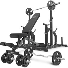 Комплект Marbo Sport MS2_2.0_83KG | Двостороння лава + регульовані стійки + комплект грифів і навантажень 83 кг