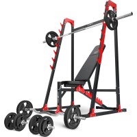 Комплект Marbo Sport MH24_126KG_KIER_G | Регульована лава + багаторівневі стійки + комплект грифів і гумових навантажень