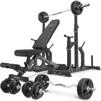 Комплект Marbo Sport MS2_2.0_113KG | Двостороння лава + регульовані стійки + комплект грифів і навантажень 113 кг