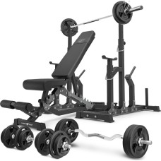 Комплект Marbo Sport MS2_2.0_113KG | Двостороння лава + регульовані стійки + комплект грифів і навантажень 113 кг
