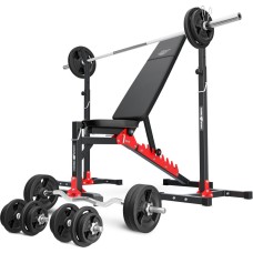 Комплект Marbo Sport MH19_141KG_KIER | Регульована лава + регульовані стійки + комплект грифів і навантажень