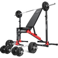 Комплект Marbo Sport MH19_141KG_KIER_G | Регульована лава + регульовані стійки + комплект грифів і гумових навантажень