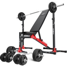 Комплект Marbo Sport MH19_141KG_KIER_G | Регульована лава + регульовані стійки + комплект грифів і гумових навантажень