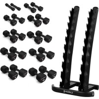 Набір гантелей з поліуретану HPT 2 x 1 - 10 кг (110 кг) + стійка STR37 HMS