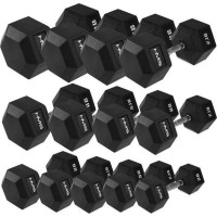 Гантелі HMS Hex Pro з гумовим покриттям, 26шт. Різні типи навантажень у комплекті