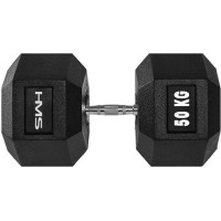 Гантель HMS Hex Pro з гумовим покриттям 1 x 50 кг