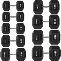 Гантелі HMS Hex Pro з гумовим покриттям, 18шт. Різні типи навантажень у комплекті