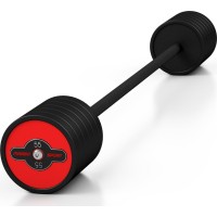 Штанга пряма з гумовим покриттям 55 кг червоного глянцю - Marbo Sport