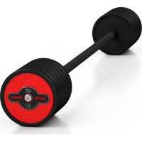 Штанга пряма з гумовим покриттям 50 кг червоного глянцю - Marbo Sport