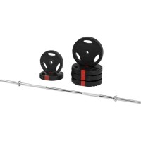 Gorilla Sports Штанга 100 кг: прямий гриф + бітумні диски з ручками