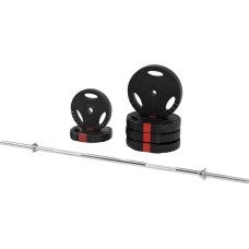 Gorilla Sports Штанга 100 кг: прямий гриф + бітумні диски з ручками