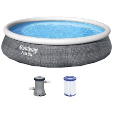 Басейн BESTWAY Fast Set Rattan 396 x 84 см з картриджним фільтром 57376