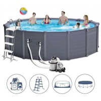 Басейн INTEX Graphite Gray Panel Pools Set 478 x 124 см з насосом 26384NP
