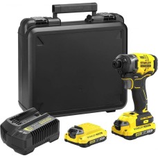 Акумуляторний ударний гайковерт Stanley SFMCF820D2K FatMax V20, 1/4 дюйма (18 В/2 x 2,0 Аг), кейс