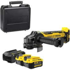 Акумуляторна кутова шліфувальна машина Stanley SFMCG700M2K FatMax V20 125 мм (18 В/2 x 4,0 Аг), кейс