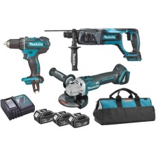 Набір акумуляторів Makita DLX3078TX1 DGA504+DHR241+DDF482 Li-ion LXT 18V (3x5.0Ah+DC18RC)