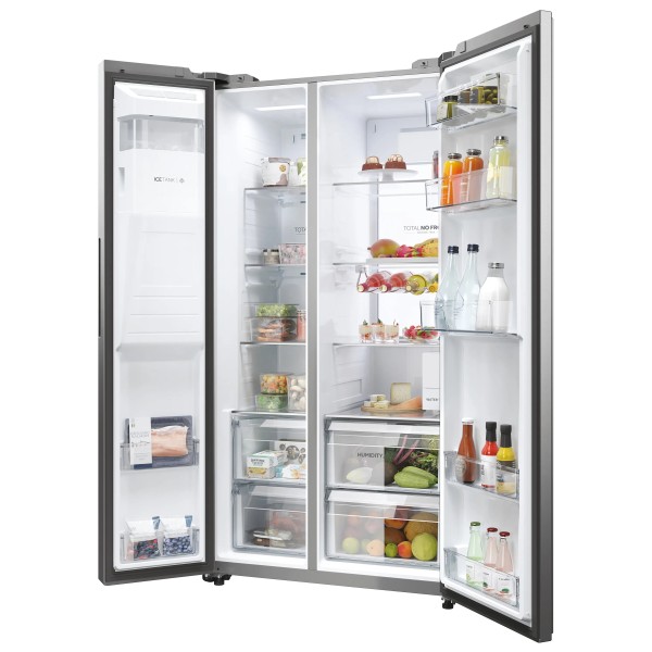 Холодильник Haier Series 7 SBS HSW79F18CIMM Full No Frost 177,5 см Диспенсер для води Пульт дистанційного керування Platinum Inox