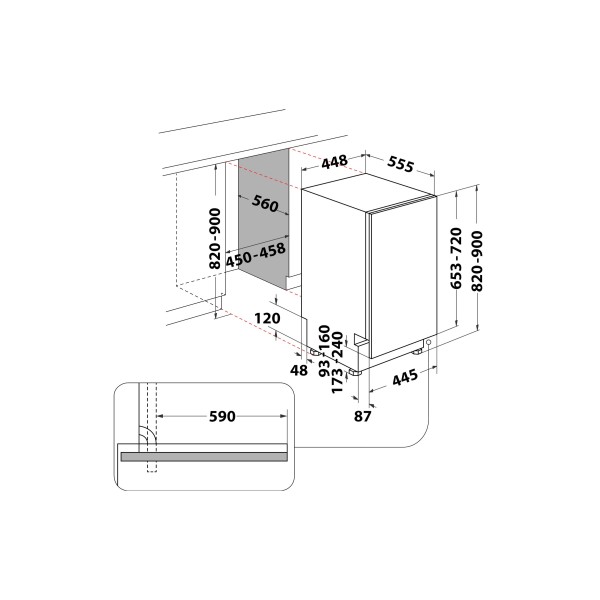 Посудомийна машина Whirlpool WSIP 4O23 PFE 44.8 см, висувна шухляда для столових приборів Посудомийна машина Whirlpool WSIP 4O23 PFE 44.8 см, висувна шухляда для столових приборів