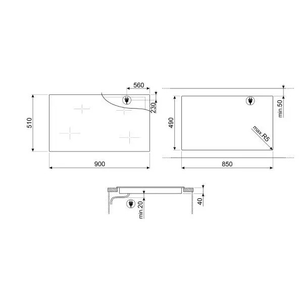 Керамічна плита Smeg SE494EMTD 90см