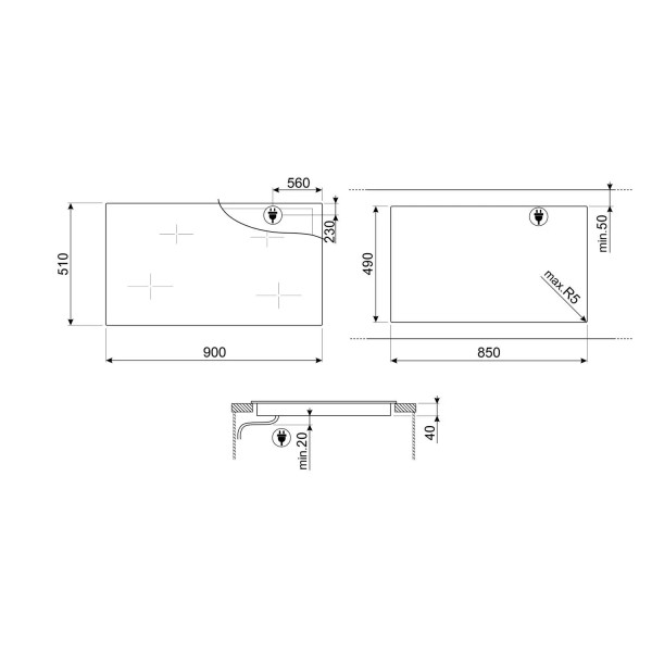 Керамічна плита Smeg SE494EMTD 90см