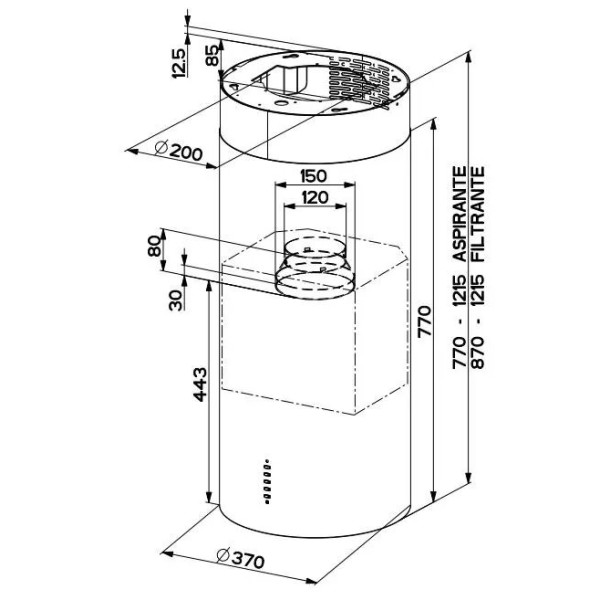 Витяжка Faber Cylindra Isola Evo Plus black Витяжка Faber Cylindra Isola Evo Plus black