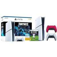 Консоль Sony PlayStation 5 Slim D Chassis (PS5) 1TB з приводом Fortnite Cobalt + додаткова панель червоного кольору + EA SPORTS FC 25