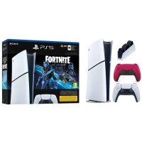 Sony PlayStation 5 Digital Slim D Chassis (PS5) 1TB Fortnite Cobalt Console + додаткова червона панель + зарядна станція DualSens