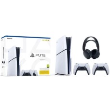 Консоль Sony PlayStation 5 D Chassis (PS5) 1TB з накопичувачем + додаткова колодка (білий) + навушники PULSE 3D (чорні)