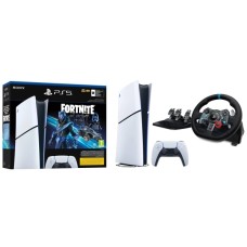 Консоль Sony PlayStation 5 Digital Slim D Chassis (PS5) 1 ТБ Fortnite Cobalt + кермо  Logitech G29 Racing Wheel
