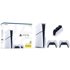 Консоль Sony PlayStation 5 Slim D Chassis (PS5) 1TB з накопичувачем + додаткова підкладка біла + зарядна станція DualSense