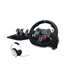 Кермо Logitech G29 Racing Wheel  з педалями для PS5, PS4, PS3, PC Force Feedback + білі навушники Astro A10