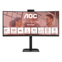 Вигнутий монітор AOC CU34E4CW з веб-камерою Windows Hello 34