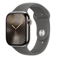 Apple Watch Series 10 GPS + Cellular 46mm спортивний ремінець з натурального титану гірсько-сірий M/L