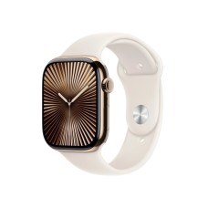 Apple Watch Series 10 GPS + Cellular 42mm Titanium Case with Gold Moonlight Sport Band M/L