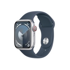 Apple Watch 9 41/сріблястий алюміній/штормовий синій спортивний ремінець S/M LTE