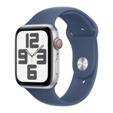 Смарт-годинник Apple Watch SE GPS + корпус Cellular 44 мм алюмінієвий сріблястий спортивний ремінець джинсовий S/M