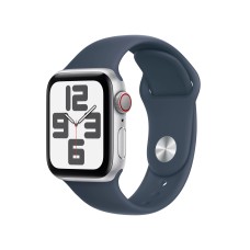Смарт-годинник Apple Watch SE GPS + корпус Cellular 44 мм алюмінієвий сріблястий спортивний ремінець джинсовий S/M