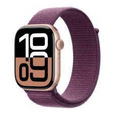 Смарт-годинник Apple Watch Series 10 GPS + стільниковий корпус, 42 мм, алюмінієвий спортивний ремінець із рожевого золота, стигла слива