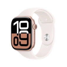 Смарт-годинник Apple Watch Series 10 з GPS, 46 мм, алюмінієвий спортивний ремінець із рожевого золота ніжно-рожевого кольору S/M