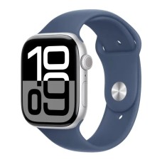 Смарт-годинник Apple Watch Series 10 GPS 46 мм зі сріблястим алюмінієвим джинсовим спортивним ремінцем M/L