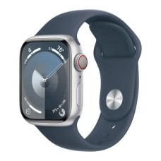 Смарт-годинник Apple Watch Series 9 GPS + Cellular, алюмінієвий корпус 41 мм, сріблястий спортивний ремінець, синій