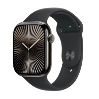 Спортивний ремінець Apple Watch Series 10 GPS + Cellular 46 мм із титановим сланцем, чорний S/M