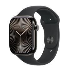 Спортивний ремінець Apple Watch Series 10 GPS + Cellular 46 мм із титановим сланцем, чорний S/M